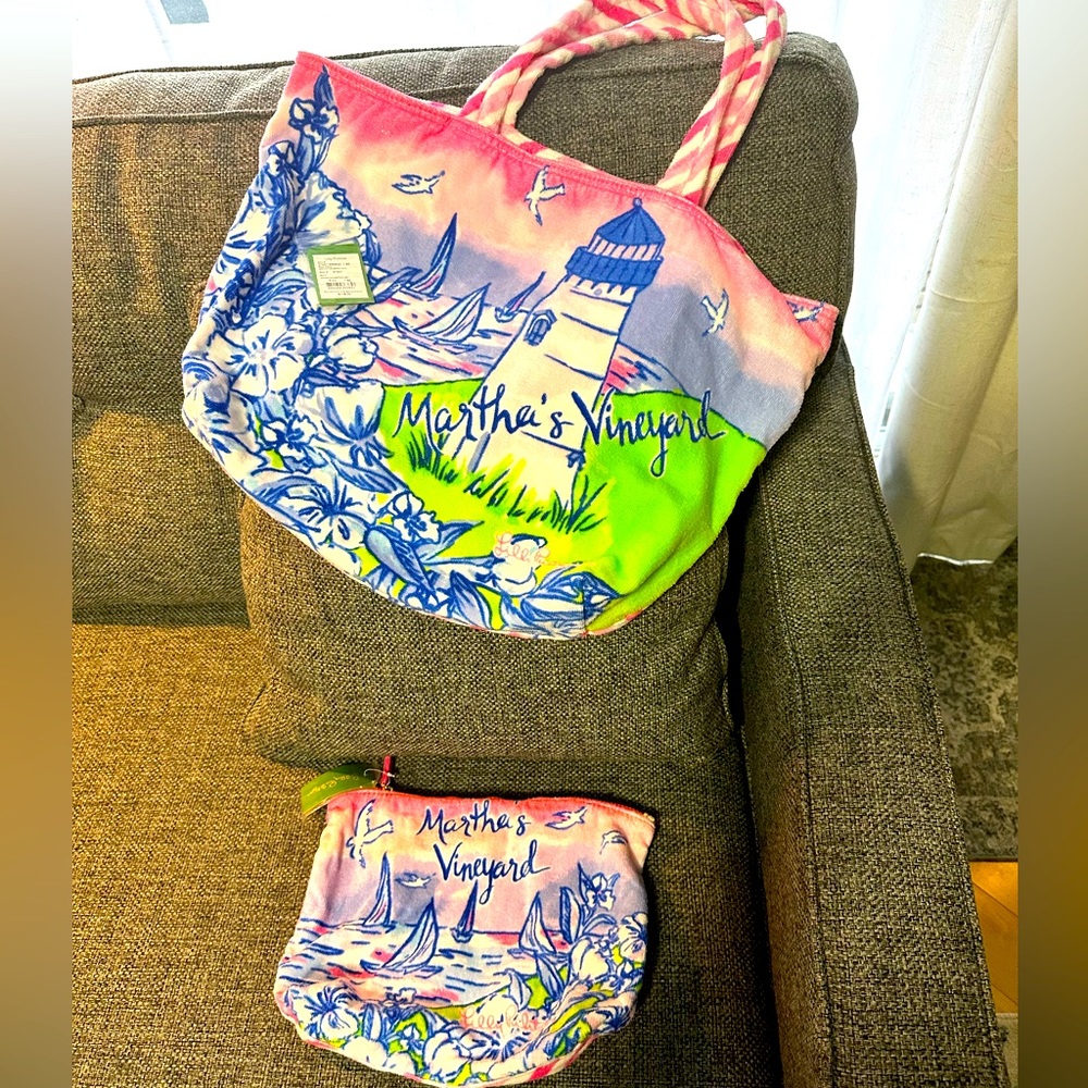 Lilly Pulitzer Martha's Vineyard Destination Beach Tote Bag NWT